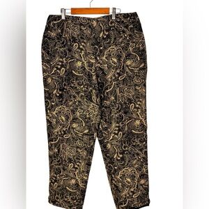 Emma James Liz Claiborne 14 100% Silk Pants Fully Lined Artsy Paisley Black Gold